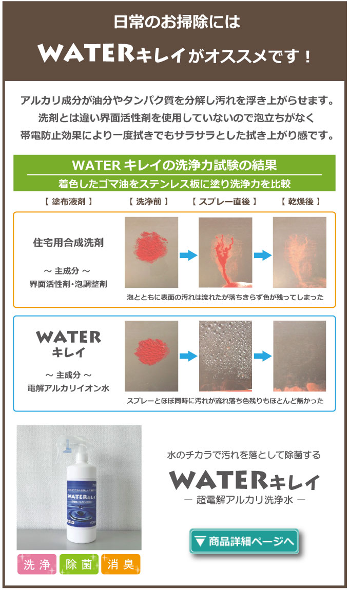 日常のお掃除にはWATERキレイがおすすめです