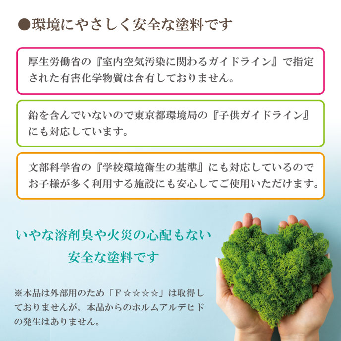 環境にやさしく安全な水性塗料です