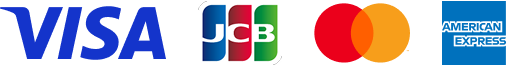 ご利用可能なクレジットカードブランドのロゴ画像（VISA、JCB、master、AMEX）