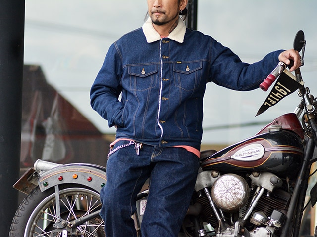 全2色【BLUCO/ブルコ】2023AW「Denim Boa Riders  Jacket/デニムボアライダースジャケット」(1307)(BWG/UNCROWD/アンクラウド/アメカジ/ハーレー/バイカー/バイク/ホットロッド/ホイールズアパレル/WOLF  PACK/ウルフパック)-WOLF PACK