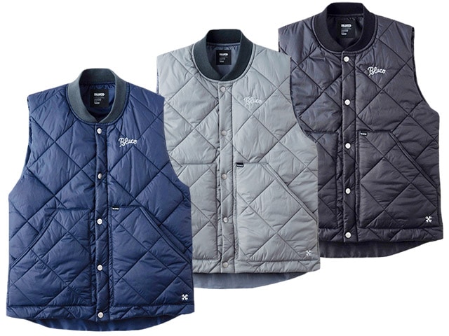 全3色【BLUCO/ブルコ】2024AW「Rib Collar Quilting  Vest/リブカラーキルティングベスト」(145-35-009)【予約商品/2024年8-9月入荷予定】-WOLF PACK