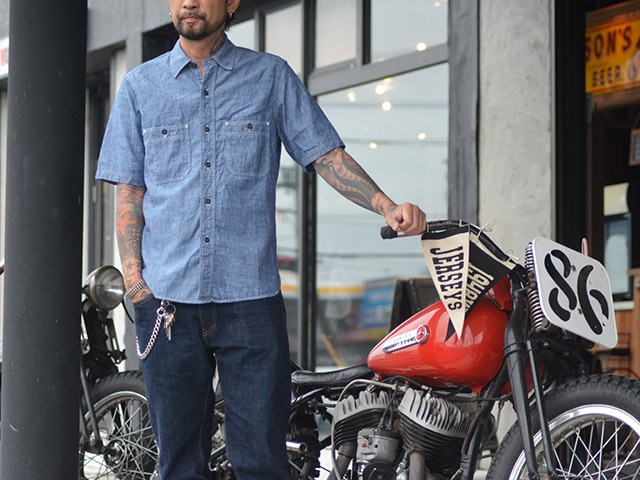 【FREE WHEELERS/フリーホイーラーズ】2023SS「Cut-Sleeve Shirts”HEAD  MAN”/カットスリーブシャツ”ヘッドマン”」(2323005)(アメカジ/ハーレー/ウルフパック)-WOLF PACK