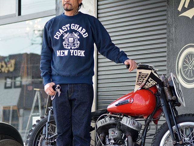 【FREE WHEELERS/フリーホイーラーズ】2023SS「Sideways Series Set-in Sleeve Sweat  Shirts”COAST GUARD NEW  YORK”/サイドウェイズシリーズセットインスリーブシャツ”コーストガードニューヨーク”」(2324002)(アメカジ...