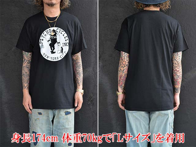 全2色【PSYCHO CYCLES/サイコサイクルス】「Printed Crew Neck Tee