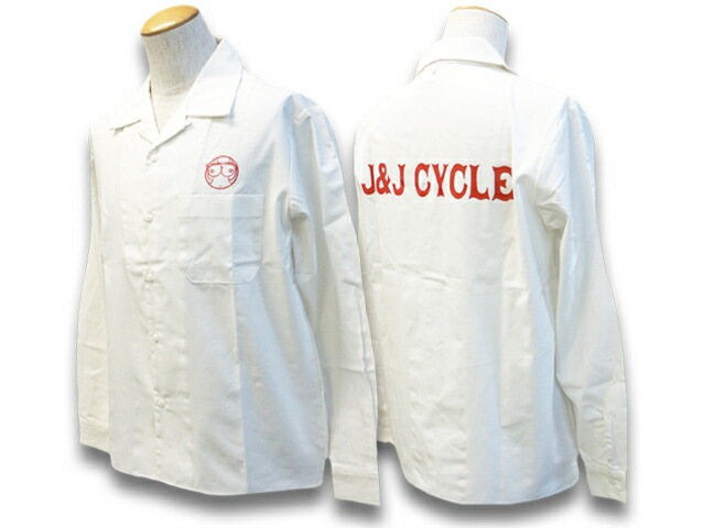 【JACKSUN'S/ジャックサンズ】2022AW「L/S Open Collar Shirts”J&J  CYCLE”/ロングスリーブオープンカラーシャツ”ジェー＆ジェーサイクル”」【あす楽対応】,  (JUNK-MOTOR/ジャンクモーター/ハーレー/チョッパー/ホイールズアパレル/WOLF