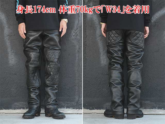 レザー パッド付きパンツ 黒 CYCLE NUT GARMENT/サイクルナットガーメント】「Long Rider Padd