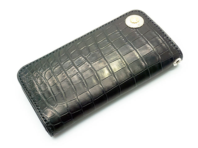 【FIRST ARROW's/ファーストアローズ】「Crocodile Leather Wallet with K18 Special  Concho/K18スペシャルコンチョ付きクロコダイルレザーウォレット」, (財布/アメカジ/ハーレー/プレゼント/WOLF  PACK/ウルフパック)-WOLF 