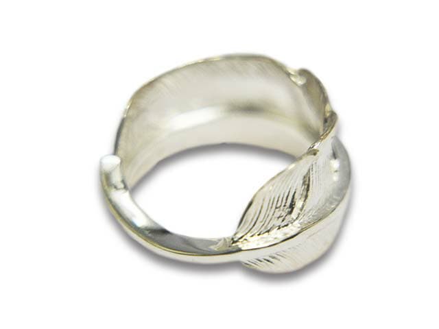 【FIRST ARROW's/ファーストアローズ】「Large Feather Ring with  K18/K18付きラージフェザーリング」(R-071),  (ネイティブ/インディアン/ジュエリー/ハンドメイド/アメカジ/ハーレー/バイカー/アクセサリー/プレゼント/WOLF ...