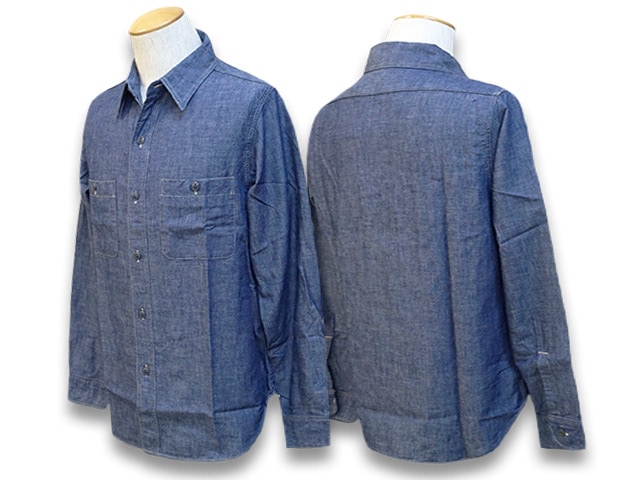 全2色【FULLCOUNT/フルカウント】「Basic Chambray  Shirts/ベーシックシャンブレーシャツ」(4810)(デニム/ジーンズ/インディゴ/アメカジ/ハーレー/ホットロッド/ミリタリー/WOLF  PACK/ウルフパック)-WOLF PACK