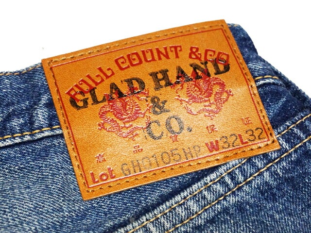 【GLAD HAND/グラッドハンド】×【FULLCOUNT/フルカウント】「Loose Straight Denim Pants”Hand  Paint”/ルーズストレートデニムパンツ”ハンドペイント”」(0105HP)(デニム/ジーンズ/アメカジ/ハーレー/Gパン/ジーンズ/WOLF 