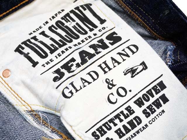 【GLAD HAND/グラッドハンド】×【FULLCOUNT/フルカウント】2021SS「Slim Straight Denim  Pants/スリムストレートデニムパンツ」(1111W),  (デニム/ジーンズ/インディゴ/アメカジ/ハーレー/ホットロッド/Gパン/ジーンズ/WOLF