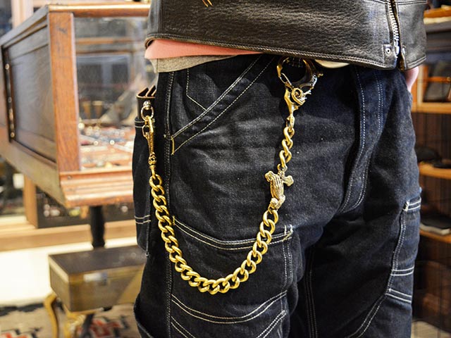 galcia/ガルシア】「Mexican Skull&Playing Hand Brass Wallet Chain