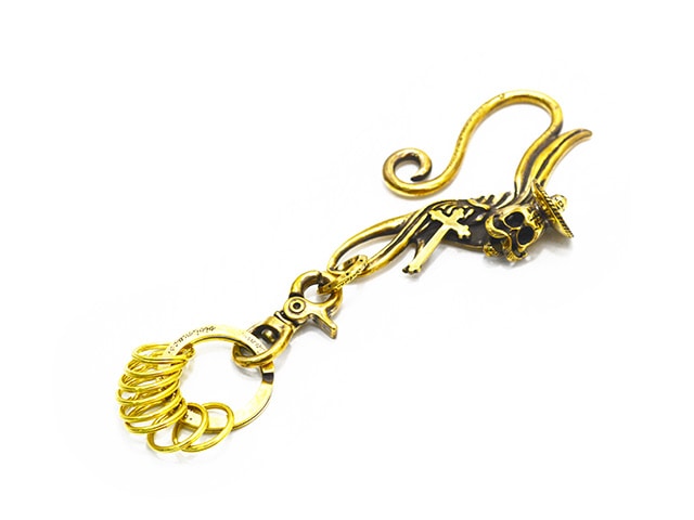 galcia ガルシア　スカルデザイン キーホルダー、キーリング、キーフック galcia/ガルシア】「Swallow Skull Brass Key Holder Hook/スワロー