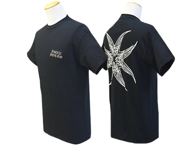 全2色【HWZN BROSS/ハウゼンブロス】2023SS「Eight Legged Cross Pinstripe S/S  Tee/エイトレッグドクロスピンストライプショートスリーブTee」(ホイールズアパレル/アメカジ/ホットロッド/ハーレー/バイク/WOLF  PACK/ウルフパック)-WOLF