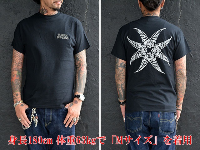 全2色【HWZN BROSS/ハウゼンブロス】2023SS「Eight Legged Cross Pinstripe S/S  Tee/エイトレッグドクロスピンストライプショートスリーブTee」(ホイールズアパレル/アメカジ/ホットロッド/ハーレー/バイク/WOLF  PACK/ウルフパック)-WOLF