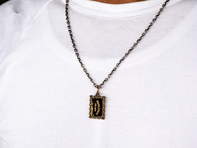 【HWZN BROSS/ハウゼンブロス】「Chain Plate Flame Pendant  Top/チェーンプレートフレームペンダントトップ」(Brass)(ホイールズアパレル/アメカジ/ハーレー/ホットロッド/WOLF  PACK/ウルフパック/アクセサリー/プレゼント)-WOLF PACK