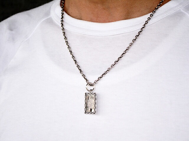 【HWZN BROSS/ハウゼンブロス】「Chain Plate Flame Pendant  Top/チェーンプレートフレームペンダントトップ」(Silver925)(ホイールズアパレル/アメカジ/ハーレー/ホットロッド/WOLF  PACK/ウルフパック/アクセサリー/プレゼント)-WOLF