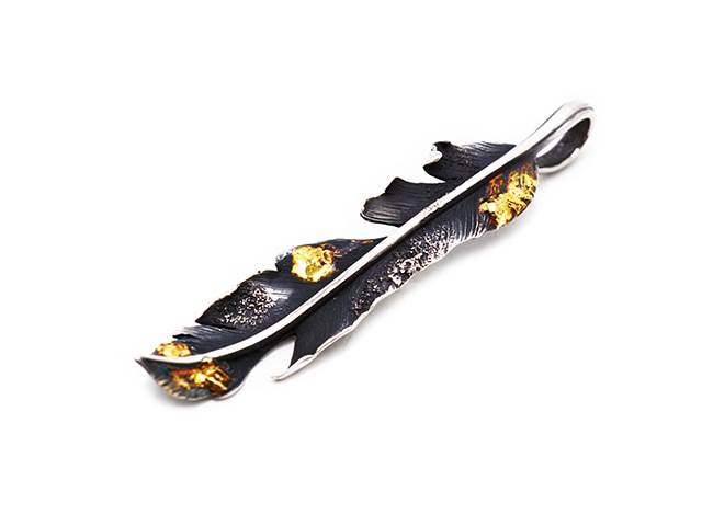 MAD CULT/マッドカルト】「MC Feather Pendant Top”Gold Melting&Rusty