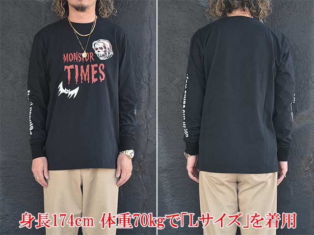 全2色【MONSTOR TIMES/モンストアタイムズ】2026AW「BAT&SKULL L/S Tee