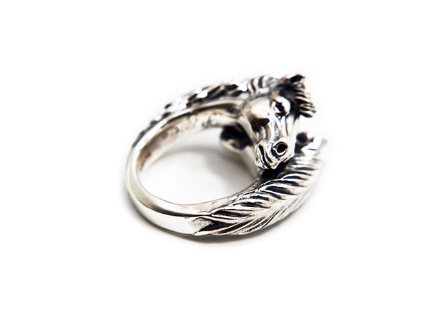 【豪華2点SET】重厚74g 銀製バックル ＆ トゥーフェイス リング 19号 Peanuts&Co/ピーナッツカンパニー】「Two Face Horse Ring/トゥー