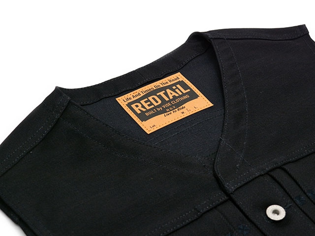 RED TAIL ブラック ベスト　L size 全3色【RED TAiL/レッドテイル】「Cross Denim Vest ”3rd”/クロス