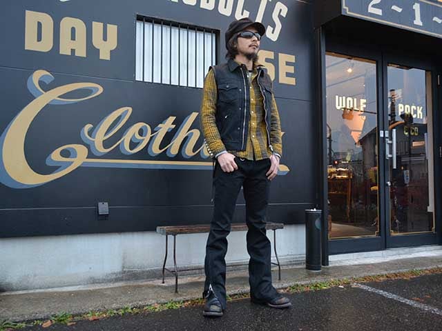 【SKULL FLIGHT/スカルフライト】「SS Pants Type2 Boots Cut”Hard  Pique”/SSパンツタイプ2ブーツカット”ハードピケ”」, (CALIFORNIA LINE/カリフォルニアライン/ハーレー/バイク)-WOLF  PACK