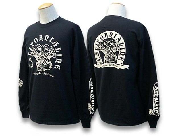 全2色【SKULL FLIGHT/スカルフライト】2022SS「Crew Neck Long Sleeve Tee”CALIFORNIA  LINE”/クルーネックロングスリーブTee”カリフォルニアライン”」, (CALIFORNIA