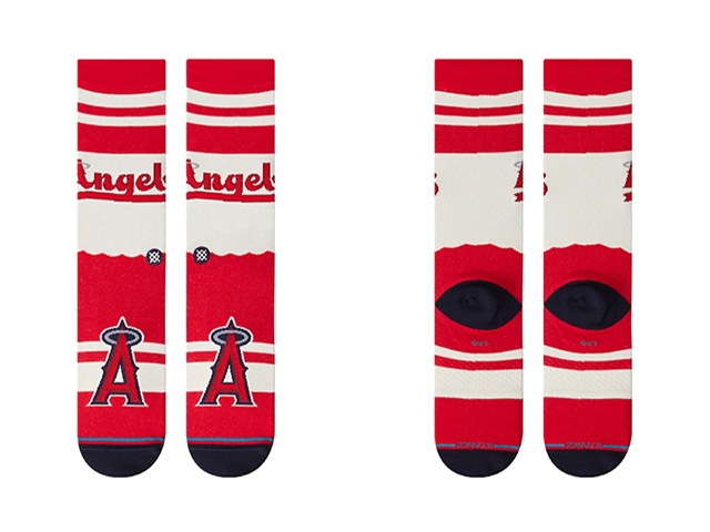 【STANCE SOX/スタンスソックス】「Crew Socks”ANGELS CC”/クルーソックス”エンゼルスCC”」,  (NBA/バスケ/MLB/野球/ソックス/アメカジ/ハーレー/ホットロッド/バイカー/プレゼント/靴下/WOLF PACK/ウルフパック)-WOLF  PACK