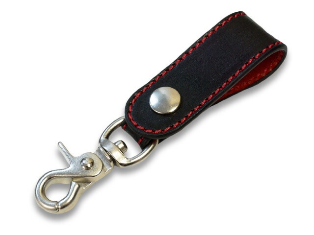 【TISS CUSTOM LEATHERS/ティスカスタムレザーズ】「Plain Key Holder/プレーンキーホルダー」(BK×RD×RD),  (ホイールズアパレル/ハーレー/バイカー/アメカジ/レザークラフト/ホットロッド/プレゼント/財布/WOLF PACK/ウルフパック)-WOLF