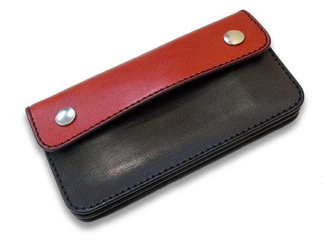 【TISS CUSTOM LEATHERS/ティスカスタムレザーズ】「Trucker Wallet/トラッカーウォレット」(RD×BK×BK),  (ハーレー/バイカー/アメカジ/レザークラフト/ホットロッド/プレゼント/財布/WOLF PACK/ウルフパック)-WOLF PACK