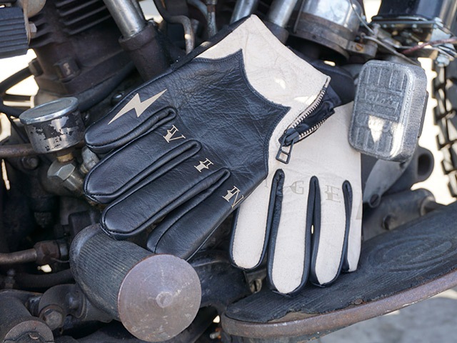 【Vin&Age/ヴィン&エイジ】2023SS「Naughty Leather Short Glove”Off  Shade”/ナーティーレザーショートグローブ”オフシェード”」(VG23L-NS)(ハーレー/バイク/プレゼント/手袋/ホットロッド/アメカジ/プレゼント/WOLF 