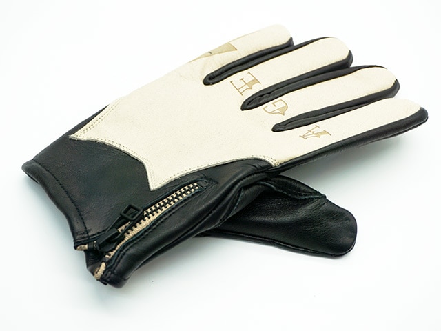 【Vin&Age/ヴィン&エイジ】2023SS「Naughty Leather Short Glove”Off  Shade”/ナーティーレザーショートグローブ”オフシェード”」(VG23L-NS)(ハーレー/バイク/プレゼント/手袋/ホットロッド/アメカジ/プレゼント/WOLF 