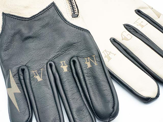 【Vin&Age/ヴィン&エイジ】2023SS「Naughty Leather Short Glove”Off  Shade”/ナーティーレザーショートグローブ”オフシェード”」(VG23L-NS)(ハーレー/バイク/プレゼント/手袋/ホットロッド/アメカジ/プレゼント/WOLF 