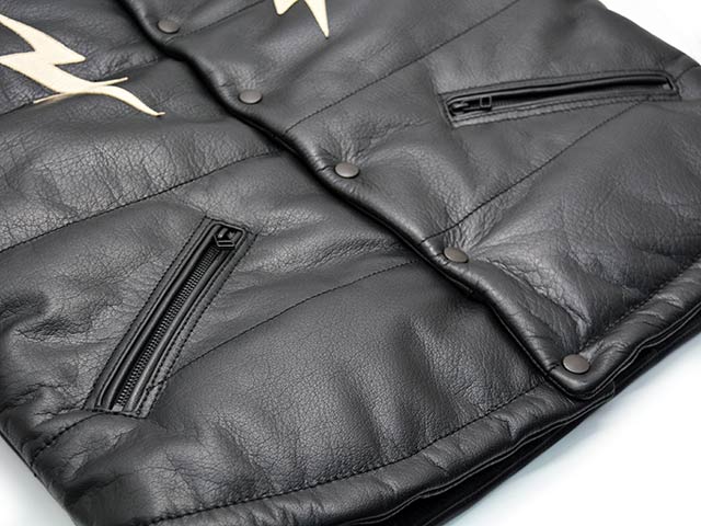 【新品タグ】定価2.1万 Vin フェイクレザー 中綿 ベスト ノートン（NORTON） フェイクレザー フード脱着 中綿ベスト メンズ