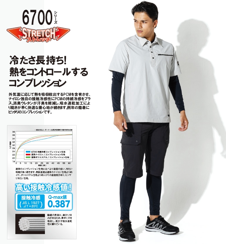 ジーベック 6705 ロングパンツ 接触冷感 JIST8118適合 紫外線カット 速