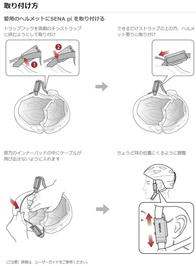 セナ PI(パイ) ストラップ取付式インターコム 1台 | ヘルメット,大人用