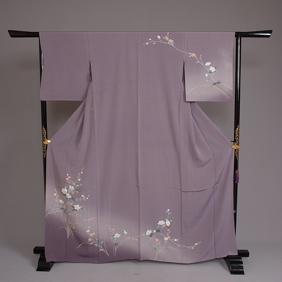 絞り　ぼかし　紫　藤色　単衣　着物コンパクトな梱包になります