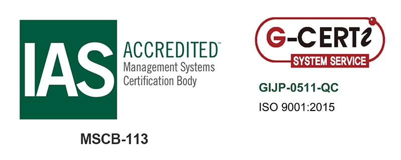 ISO9001:2015を取得しました。