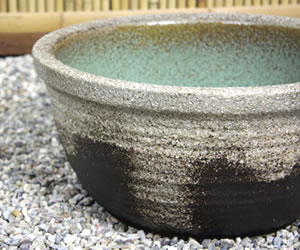 金魚鉢、メダカ鉢に最適な信楽焼きスイレン鉢　陶器の水鉢