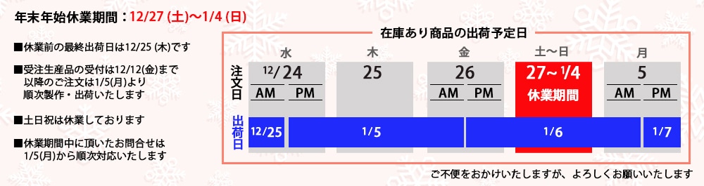 2025年末年始休業