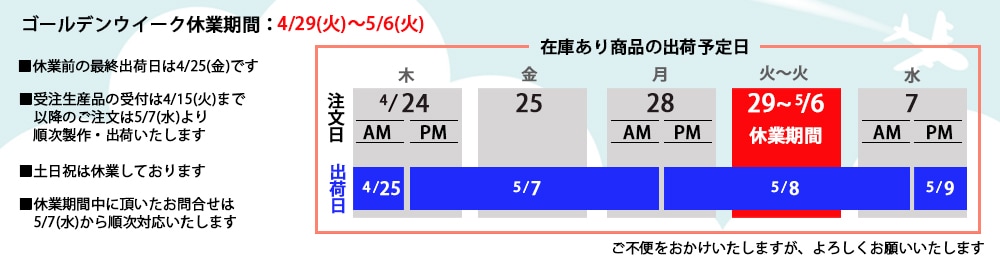 2025年ゴールデンウィーク休業