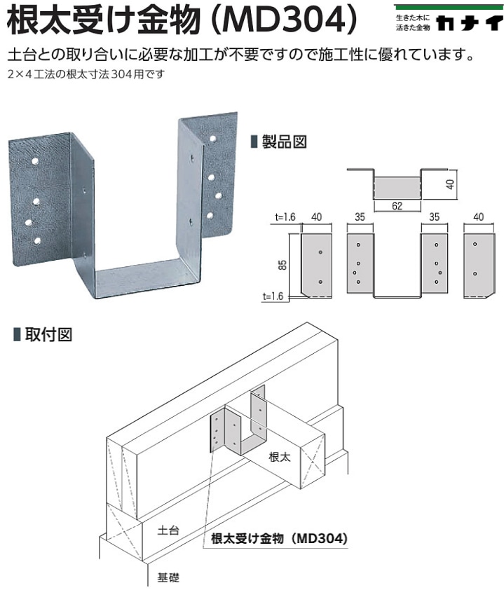 タナカ C根太受け金物 JH212 AC1JH5A0 1個 - ネジ・釘・金属素材