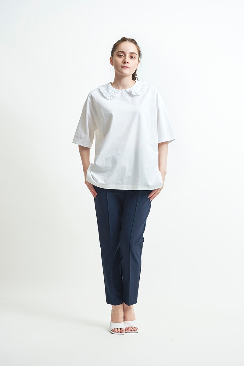 yori ヨリ フリル襟 ビッグtee ホワイト - シャツ/ブラウス(半袖/袖なし)