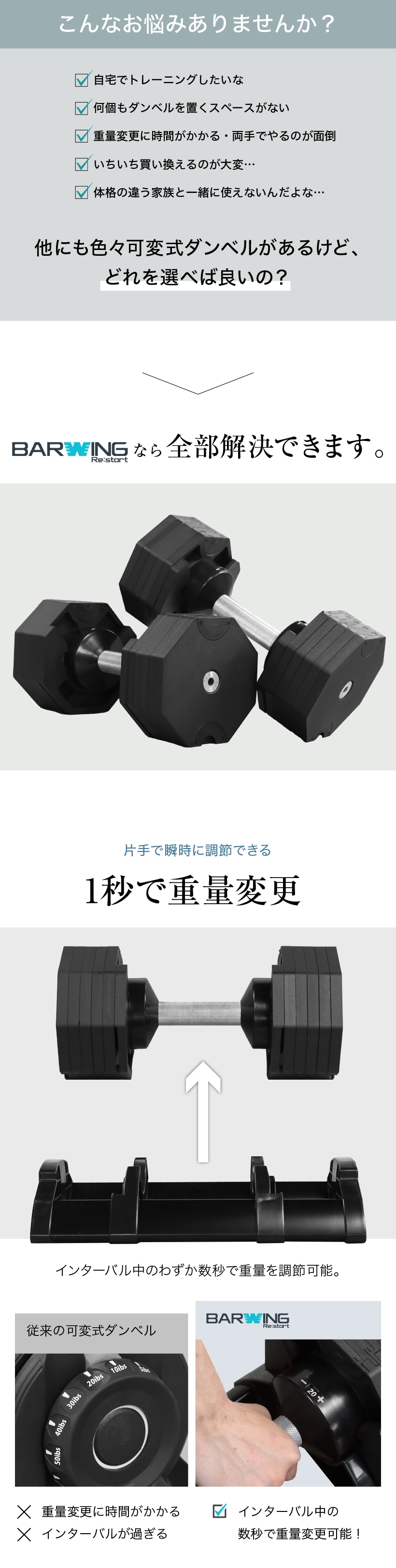 NEW 年モデル 可変式ダンベル kg 2個セット 段階調節 重量調節