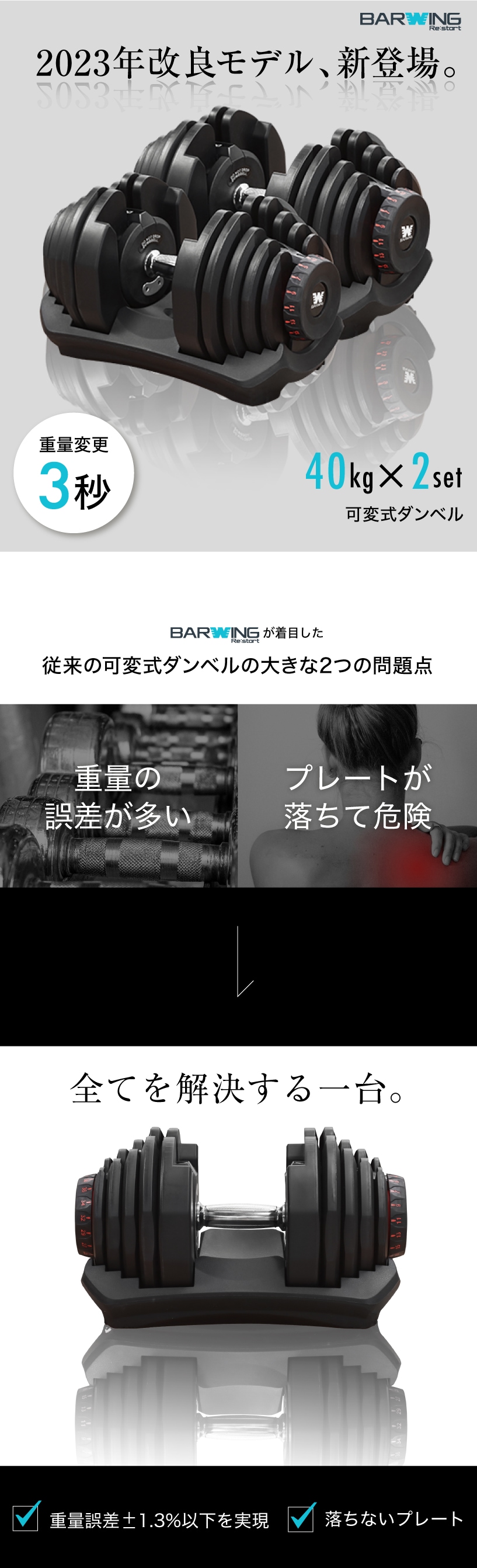 可変式ダンベル 40kg 2個セット 鉄アレイ アジャスタブルダンベル 筋トレ540kg17段階調節