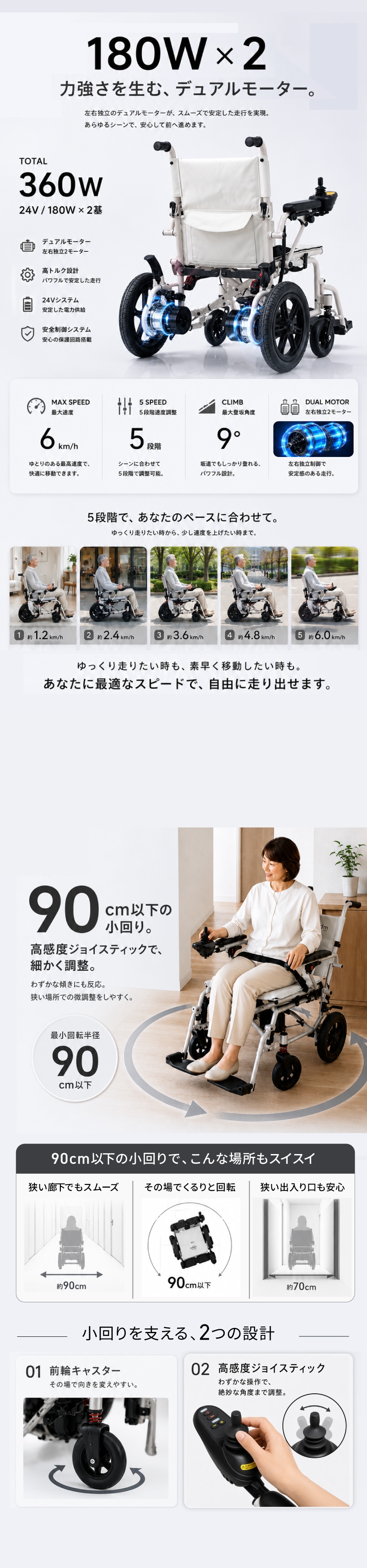 電動車椅子 折りたたみ 車いす 車椅子 軽量 コンパクト 自走式 介助