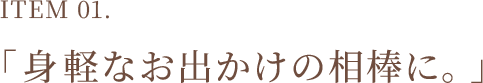 Item 01 身近な尾で過去の相棒に。