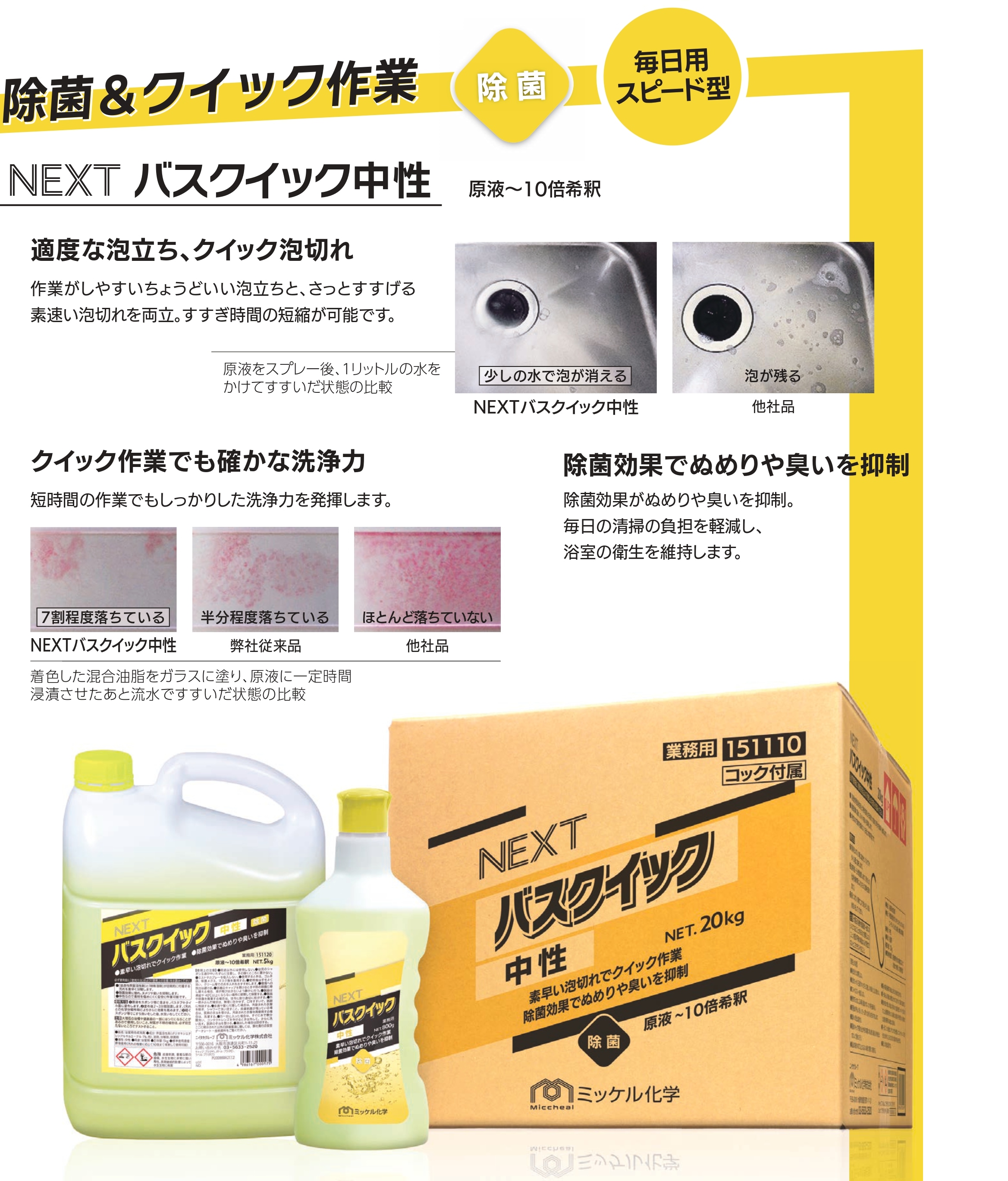 ミッケル化学 浴室用酸性洗浄剤 NEXTバスリセット酸性 | 風呂用洗剤
