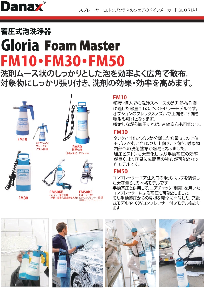 日本クランツレ 蓄圧式泡洗浄器 グロリア FM50 業務用　スプレー容器 - 1