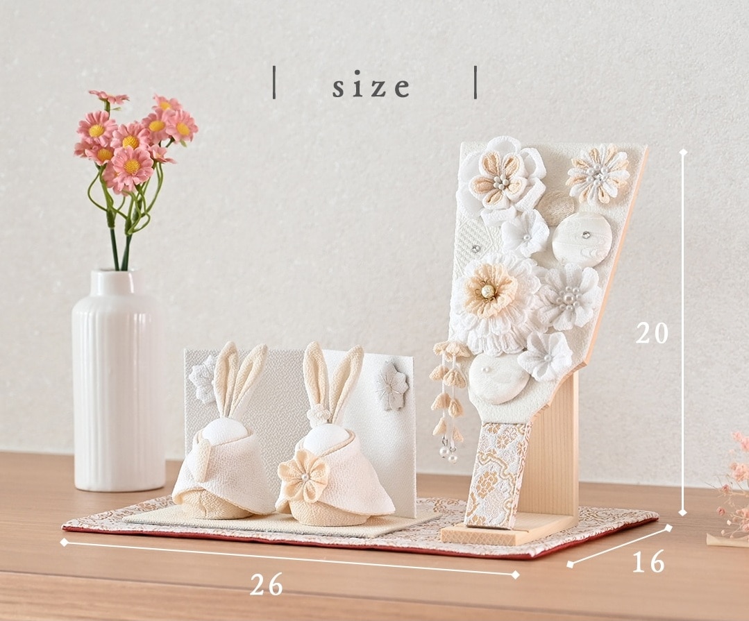 京都夢み屋【白粋-HAKI- 花咲くうさぎ雛セット】 コンパクトで